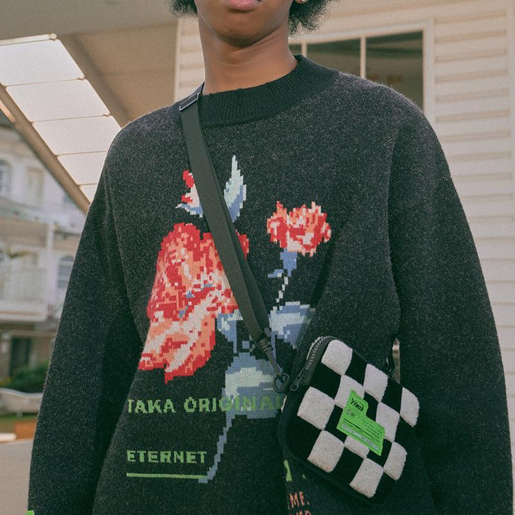 Pixel Floral Knit Jumper from Taka Original | Shop online at good-times.ae | Online Streetwear and Skate Shop in Dubai