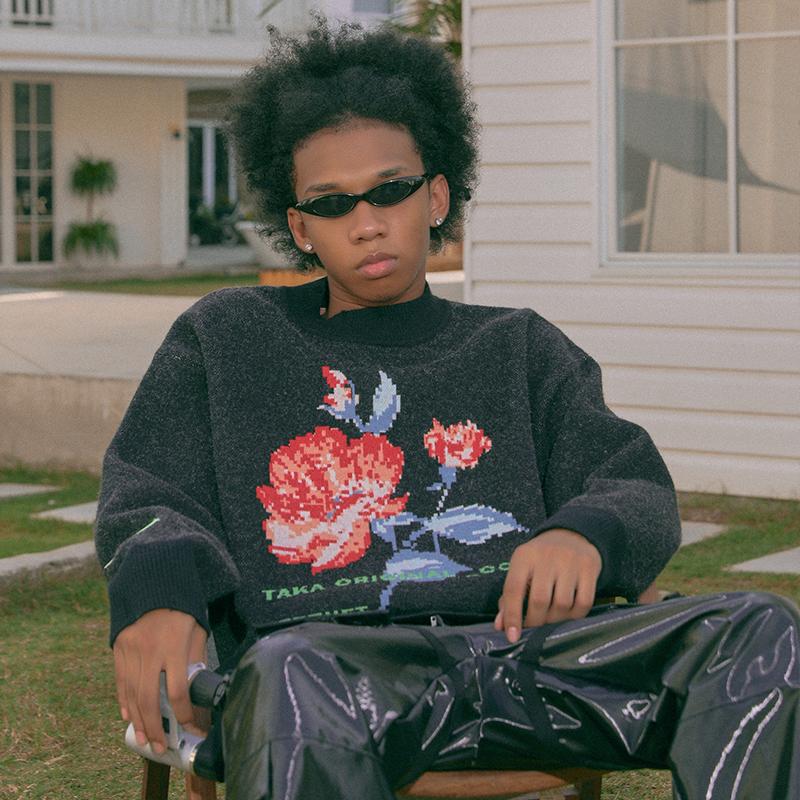 トップス anuke Flower Jacquard Tops Pixel Floral Knit Jumper | Taka Original | shop at good-times.ae