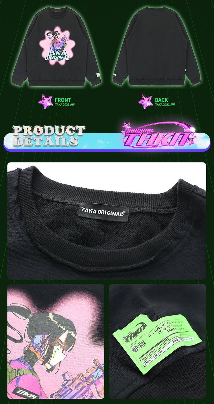 Anime Girl Crewneck Sweatshirt from Taka Original | Shop online at good-times.ae | Online Streetwear and Skate Shop in Dubai