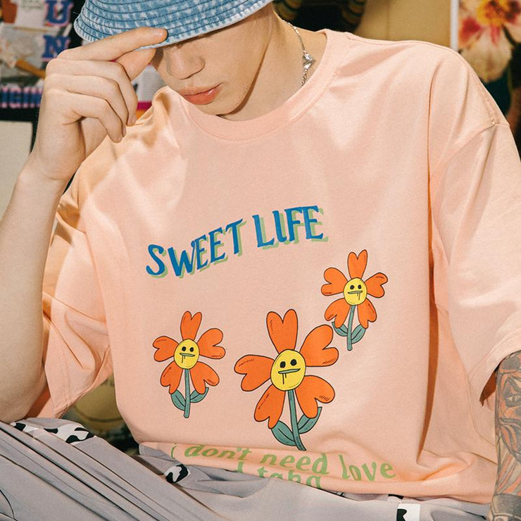 Sweet Life Flower T-Shirt, Salmon from Taka Original | Shop online at good-times.ae | Online Streetwear and Skate Shop in Dubai