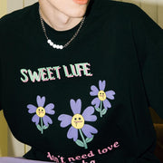 Sweet Life Flower T-Shirt, Black from Taka Original | Shop online at good-times.ae | Online Streetwear and Skate Shop in Dubai