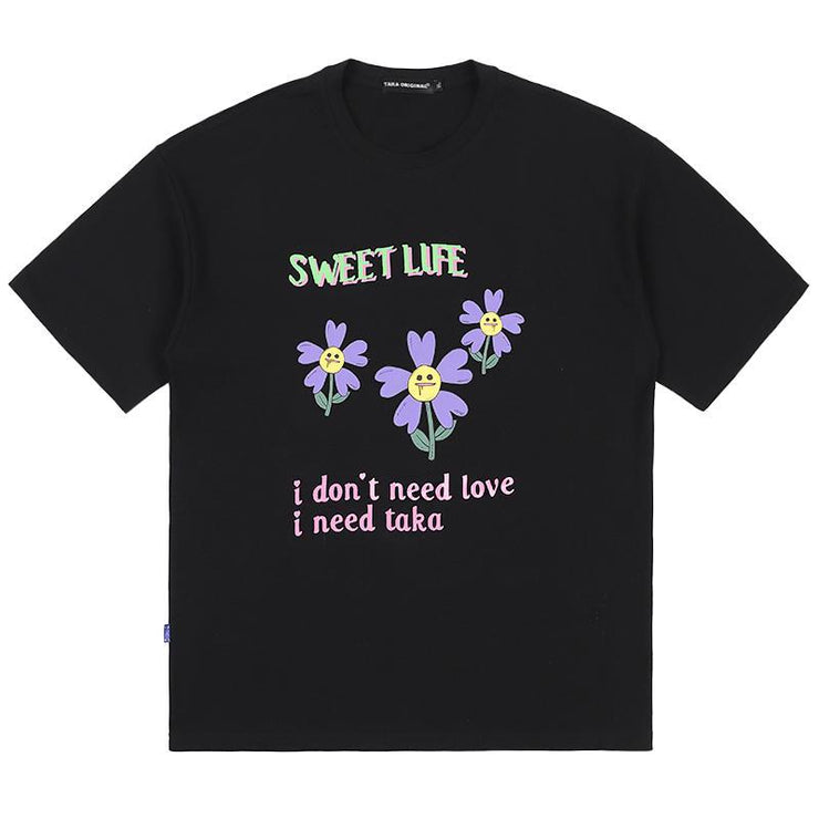Sweet Life Flower T-Shirt, Black from Taka Original | Shop online at good-times.ae | Online Streetwear and Skate Shop in Dubai