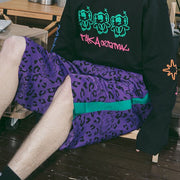 Leopard Print Logo Shorts, Purple from Taka Original | Shop online at good-times.ae | Online Streetwear and Skate Shop in Dubai