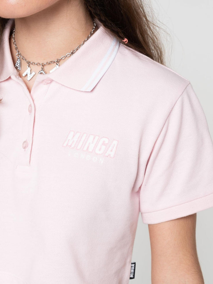 Baby Pink Cropped Polo Shirt from Minga London | Shop online at good-times.ae | Online Streetwear and Skate Shop in Dubai