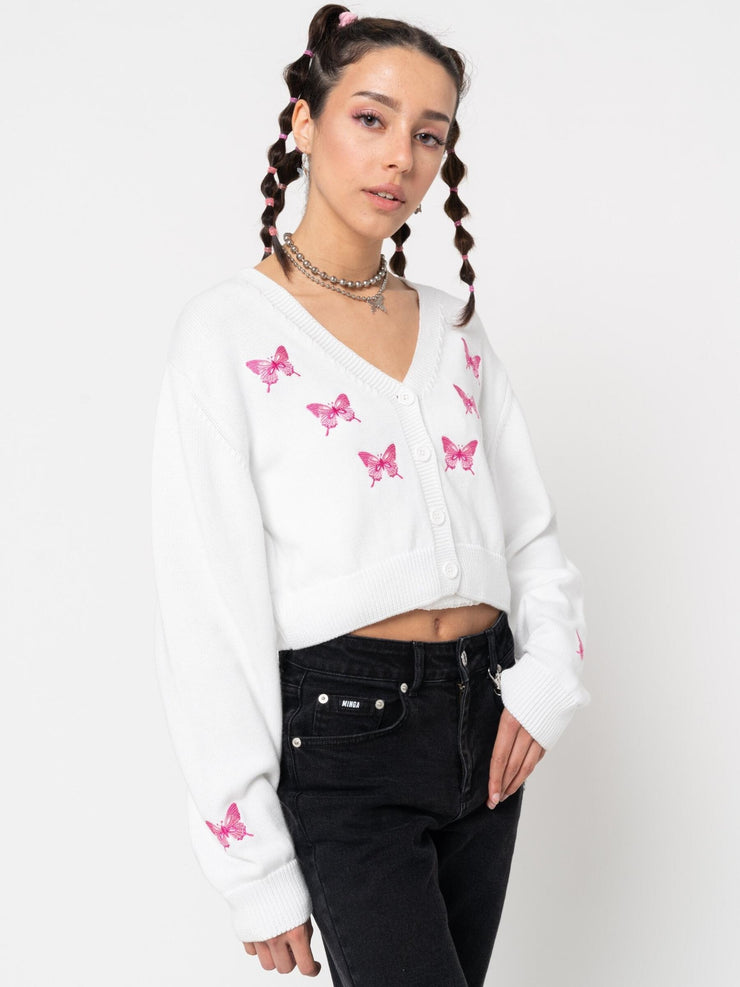 Butterfly Queen Crop Cardigan from Minga London | Shop online at good-times.ae | Online Streetwear and Skate Shop in Dubai