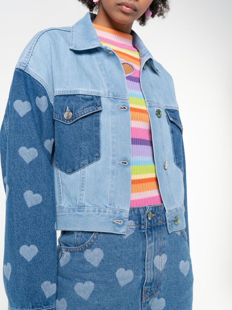 Heart Contrast Denim Jacket from Minga London | Shop online at good-times.ae | Online Streetwear and Skate Shop in Dubai