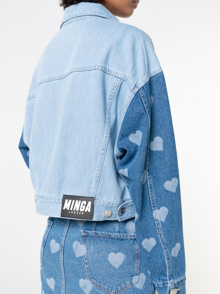 Heart Contrast Denim Jacket from Minga London | Shop online at good-times.ae | Online Streetwear and Skate Shop in Dubai