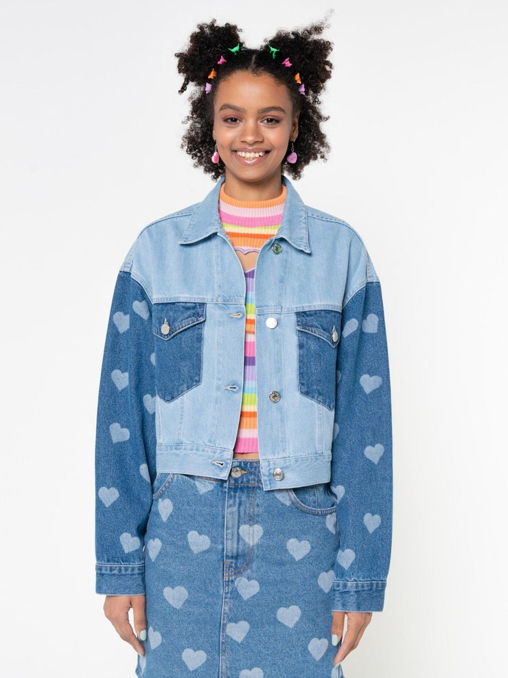 Heart Contrast Denim Jacket from Minga London | Shop online at good-times.ae | Online Streetwear and Skate Shop in Dubai