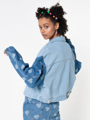 Heart Contrast Denim Jacket from Minga London | Shop online at good-times.ae | Online Streetwear and Skate Shop in Dubai