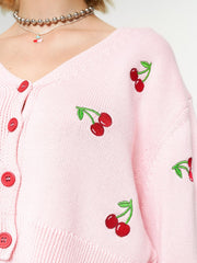 Cherry Girl Pink Crop Cardigan from Minga London | Shop online at good-times.ae | Online Streetwear and Skate Shop in Dubai