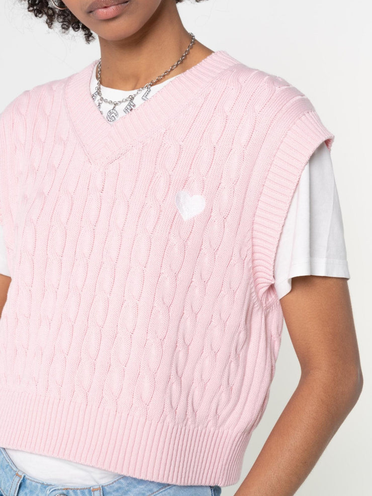 Heart Pink Knitted Vest from Minga London | Shop online at good-times.ae | Online Streetwear and Skate Shop in Dubai