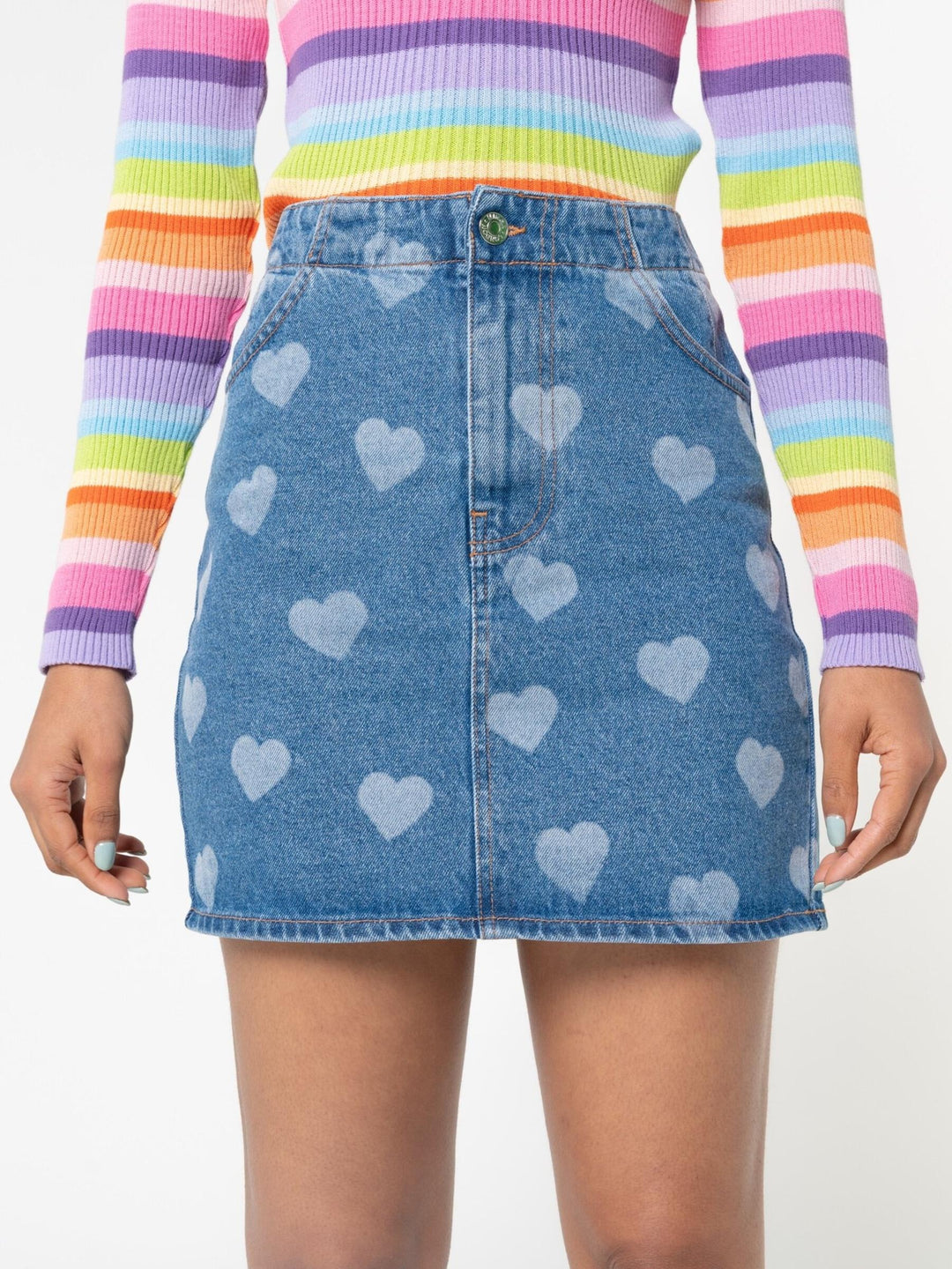 アンドマリー Heart hip denim skirt AND MARY】Heart hip denim skirt