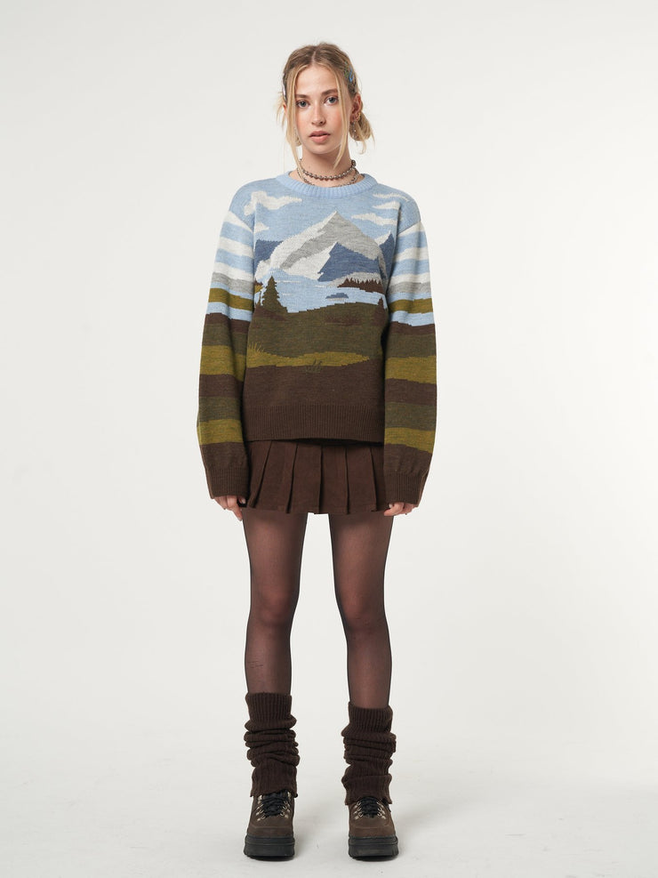 Mountain Landscape Knit Jumper from Minga London | Shop online at good-times.ae | Online Streetwear and Skate Shop in Dubai