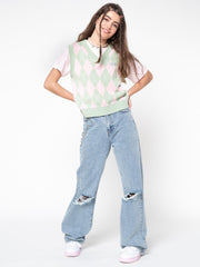Milkshake Argyle Knitted Vest from Minga London | Shop online at good-times.ae | Online Streetwear and Skate Shop in Dubai
