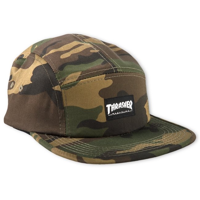 Thrasher 5 Panel Hat, Camo from Thrasher | Shop online at good-times.ae | Online Streetwear and Skate Shop in Dubai