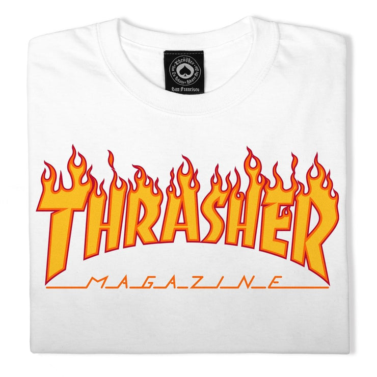 Thrasher Flame Logo T-Shirt, White, Thrasher