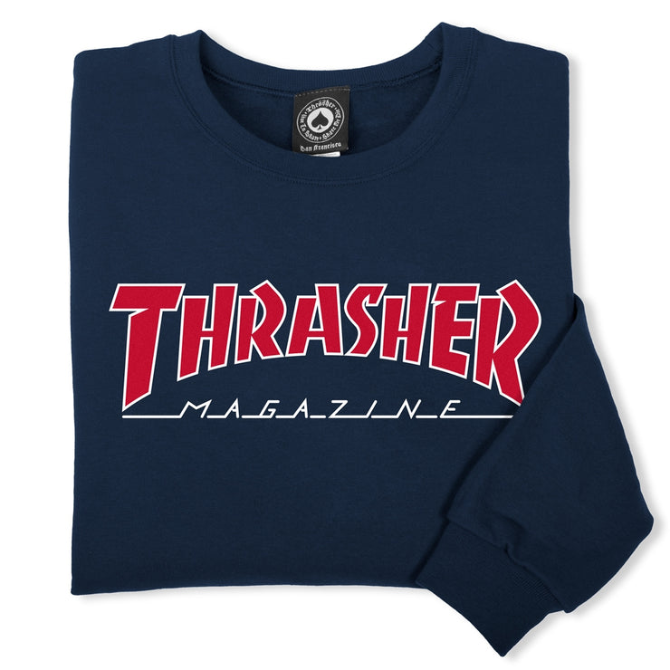 Thrasher Outlined Crewneck (Navy) from Thrasher | Shop online at good-times.ae | Online Streetwear and Skate Shop in Dubai
