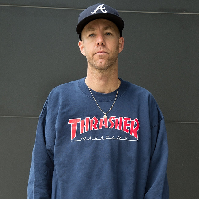 Thrasher Outlined Crewneck (Navy) from Thrasher | Shop online at good-times.ae | Online Streetwear and Skate Shop in Dubai
